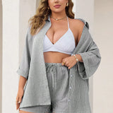 Conjunto Plus Size Listrado Lapela