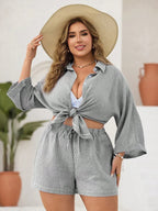 Conjunto Plus Size Listrado Lapela