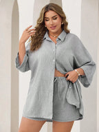 Conjunto Plus Size Listrado Lapela