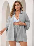 Conjunto Plus Size Listrado Lapela