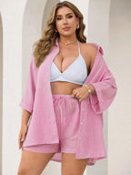 Conjunto Plus Size Listrado Lapela