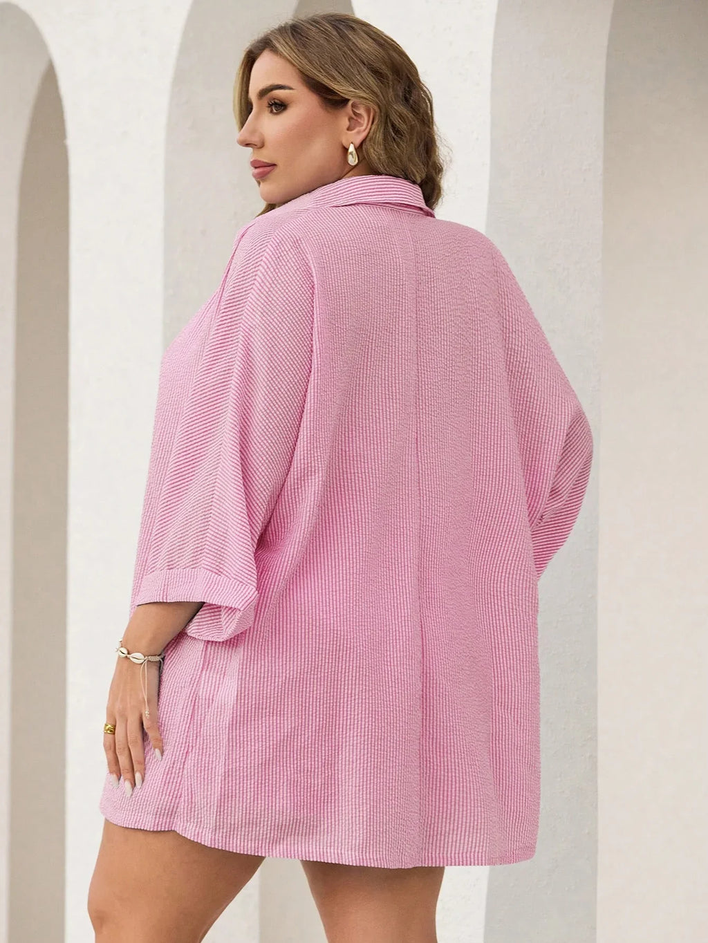 Conjunto Plus Size Listrado Lapela