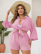 Conjunto Plus Size Listrado Lapela