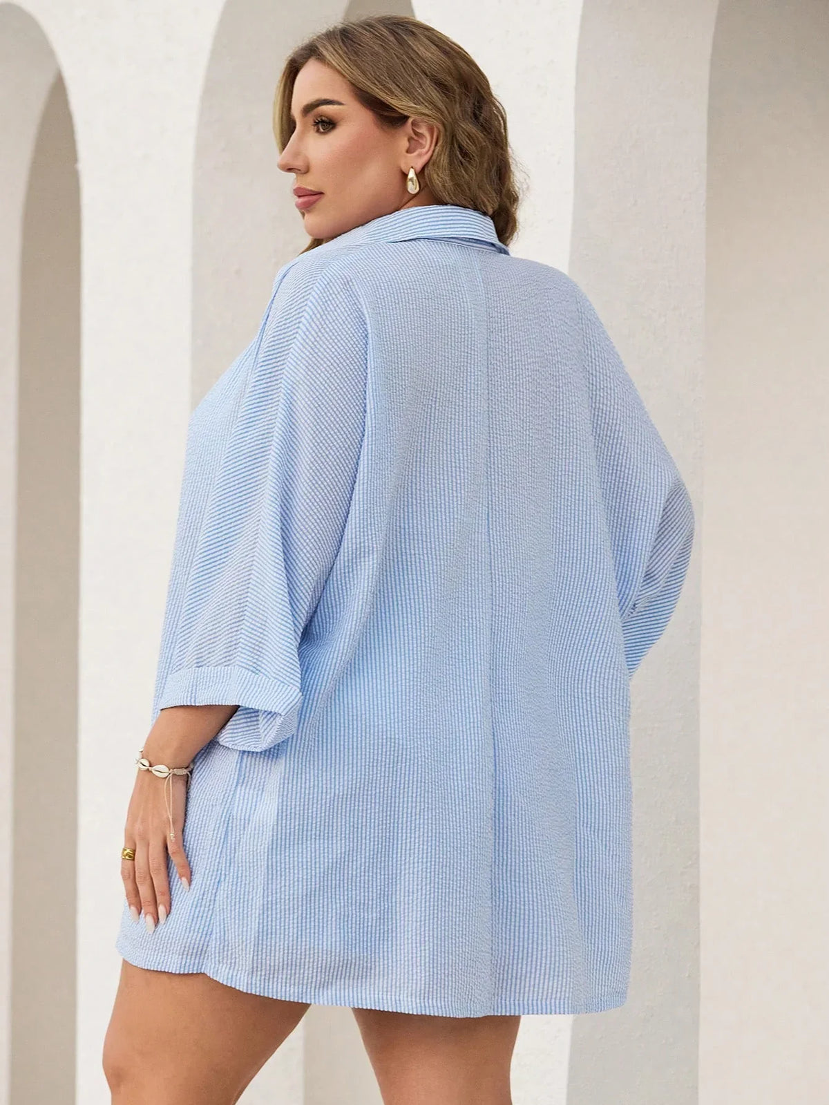 Conjunto Plus Size Listrado Lapela