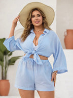 Conjunto Plus Size Listrado Lapela