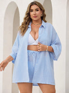 Conjunto Plus Size Listrado Lapela