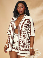 Conjunto Plus Size Ombro Caído Tropical