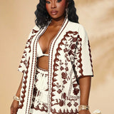 Conjunto Plus Size Ombro Caído Tropical