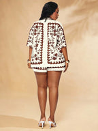 Conjunto Plus Size Ombro Caído Tropical