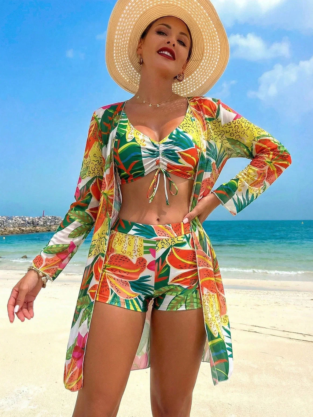 Conjunto Tropical 3 Peças Brisa Tropical com Saída de Praia — fotografia 17 | Mar & Pérola