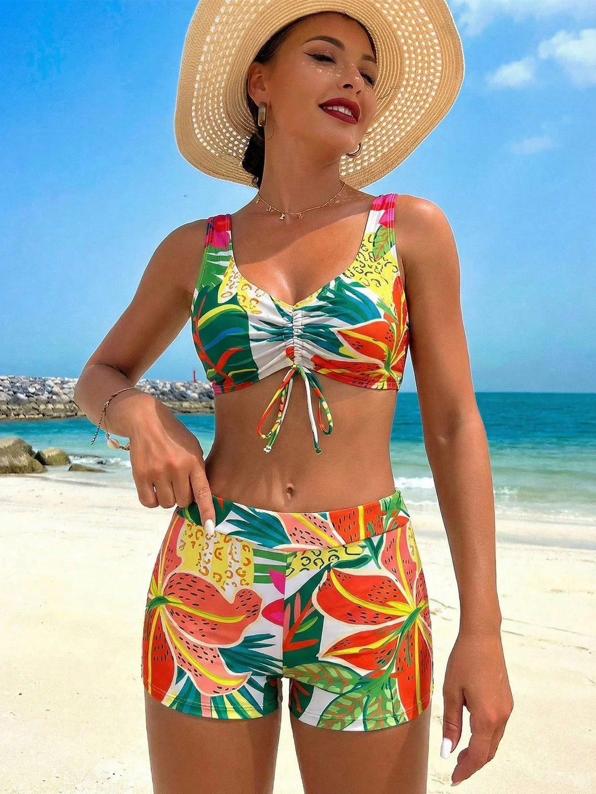 Conjunto Tropical 3 Peças Brisa Tropical com Saída de Praia — fotografia 19 | Mar & Pérola