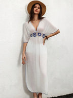 Saída de Praia Longa Kaftan Crochê