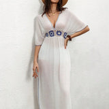 Saída de Praia Longa Kaftan Crochê
