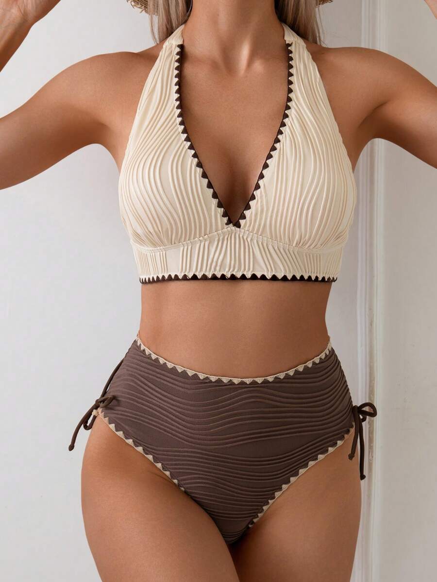 Conjunto de Biquíni Texturizado Halter Amarração