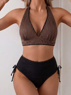 Conjunto de Biquíni Texturizado Halter Amarração