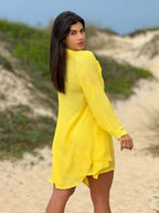 Conjunto Camisão e Short Praia Cor Sólida Anti-UV