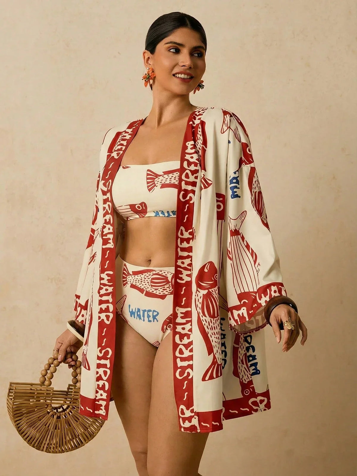 Kimono Plus Size Manga Longa com Nó