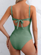Maiô Listrado Frente Cruzada Recorte Vazado