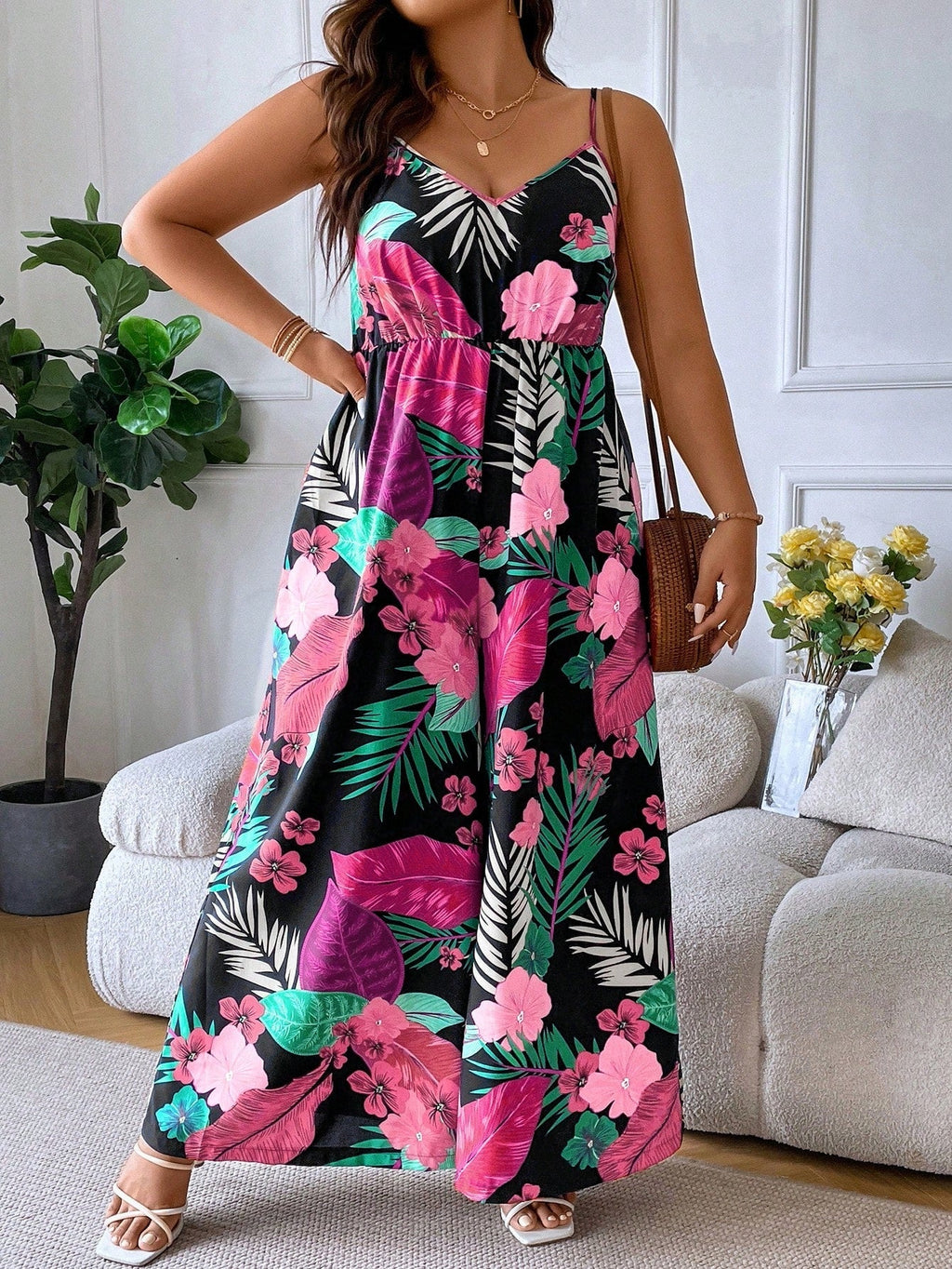 Macacão Plus Size Alças Finas Maré de Verão — fotografia 1 | Mar & Pérola