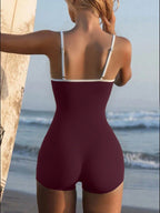 Maiô Alças Finas Cintura Contrastada Caleçon