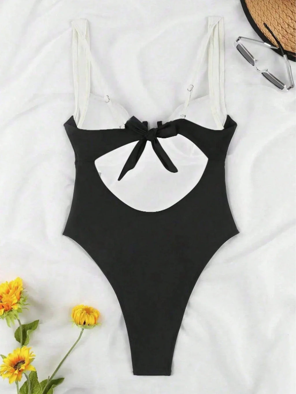 Maiô Alças Grossas Push-Up Cintura Contrastada