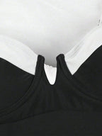Maiô Alças Grossas Push-Up Cintura Contrastada