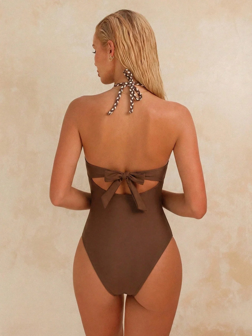 Maiô Bandeau Enrugado Amarração Tie Back