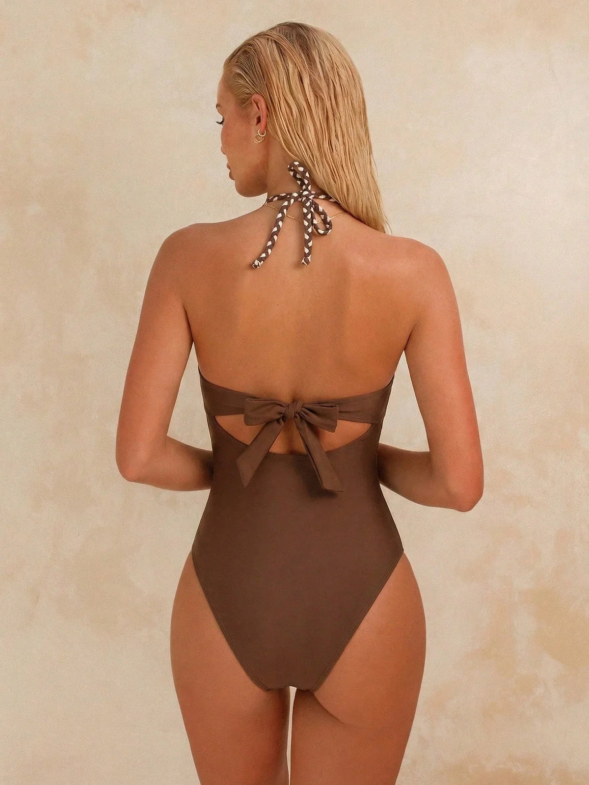 Maiô Bandeau Enrugado Amarração Tie Back