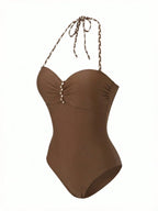 Maiô Bandeau Enrugado Amarração Tie Back