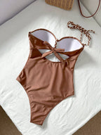 Maiô Bandeau Enrugado Amarração Tie Back