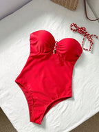 Maiô Bandeau Enrugado Amarração Tie Back