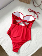 Maiô Bandeau Enrugado Amarração Tie Back