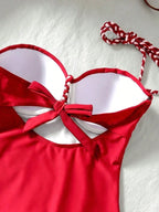 Maiô Bandeau Enrugado Amarração Tie Back