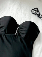 Maiô Bandeau Enrugado Amarração Tie Back