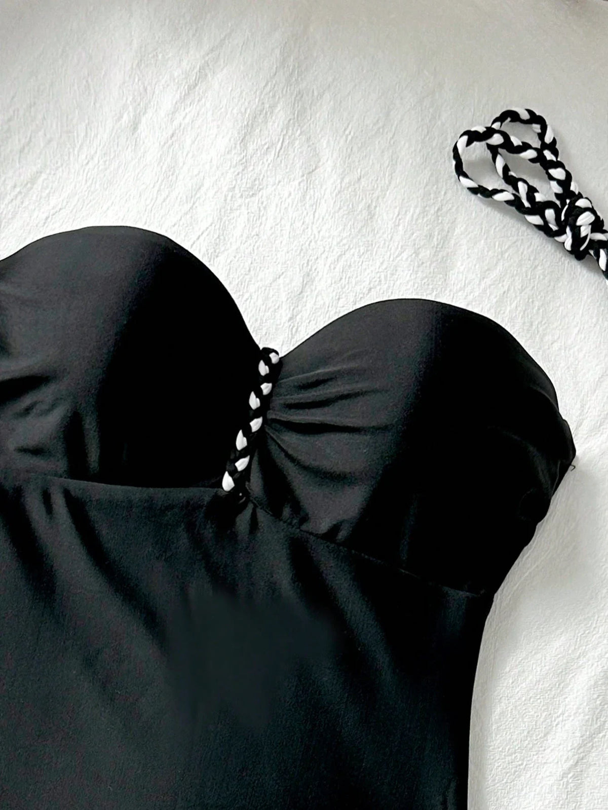 Maiô Bandeau Enrugado Amarração Tie Back