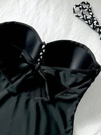 Maiô Bandeau Enrugado Amarração Tie Back