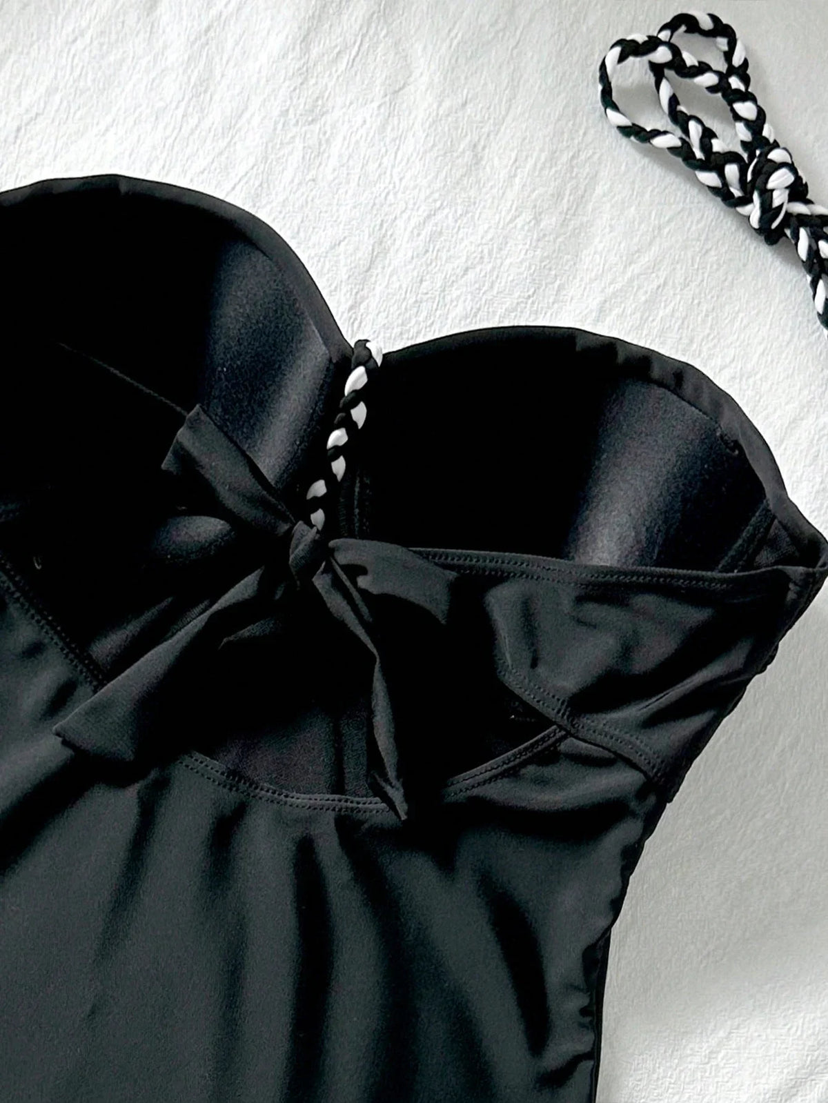 Maiô Bandeau Enrugado Amarração Tie Back