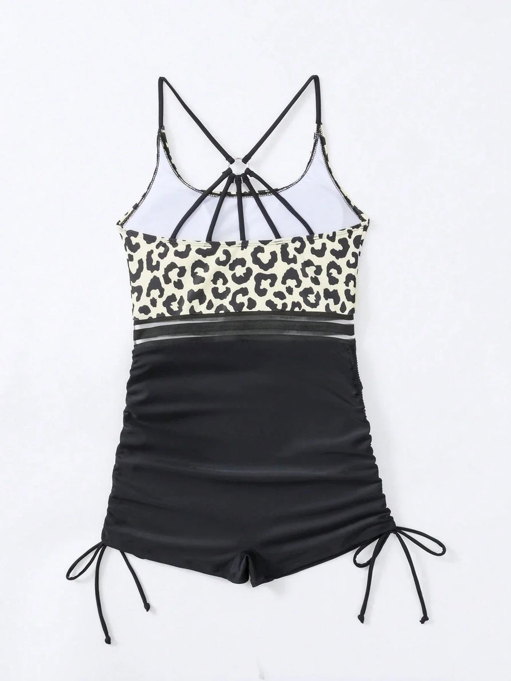 Maiô Estampa de Leopardo Bloco de Cores Cordão