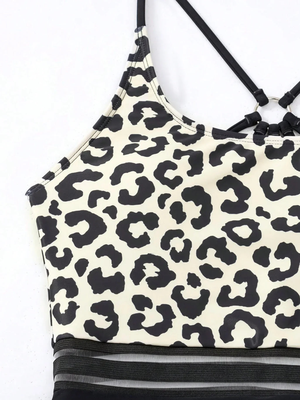 Maiô Estampa de Leopardo Bloco de Cores Cordão