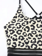 Maiô Estampa de Leopardo Bloco de Cores Cordão