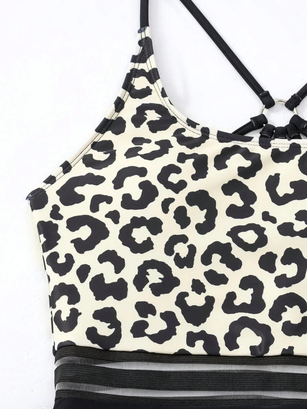 Maiô Estampa de Leopardo Bloco de Cores Cordão