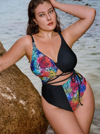 Maiô Plus Size Animal Print Amarração
