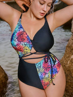 Maiô Plus Size Animal Print Amarração