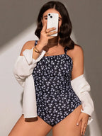 Maiô Plus Size Boho Alças Grossas Floral