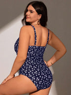 Maiô Plus Size Boho Alças Grossas Floral