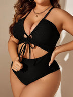 Maiô Plus Size Cabresto Brisa da Ilha com Nó Frontal — fotografia 1 | Mar & Pérola