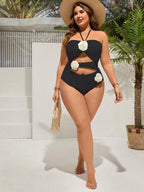 Maiô Plus Size Costa do Sol com Apliques de Flor — fotografia 3 | Mar & Pérola