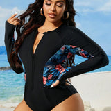 Maiô Plus Size Enseada com Gola Alta Dividida