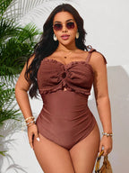 Maiô Plus Size Franzido Brisa da Ilha com Babado — fotografia 1 | Mar & Pérola