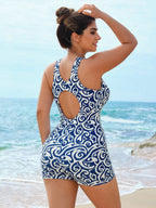 Maiô Plus Size Gola Redonda Calção